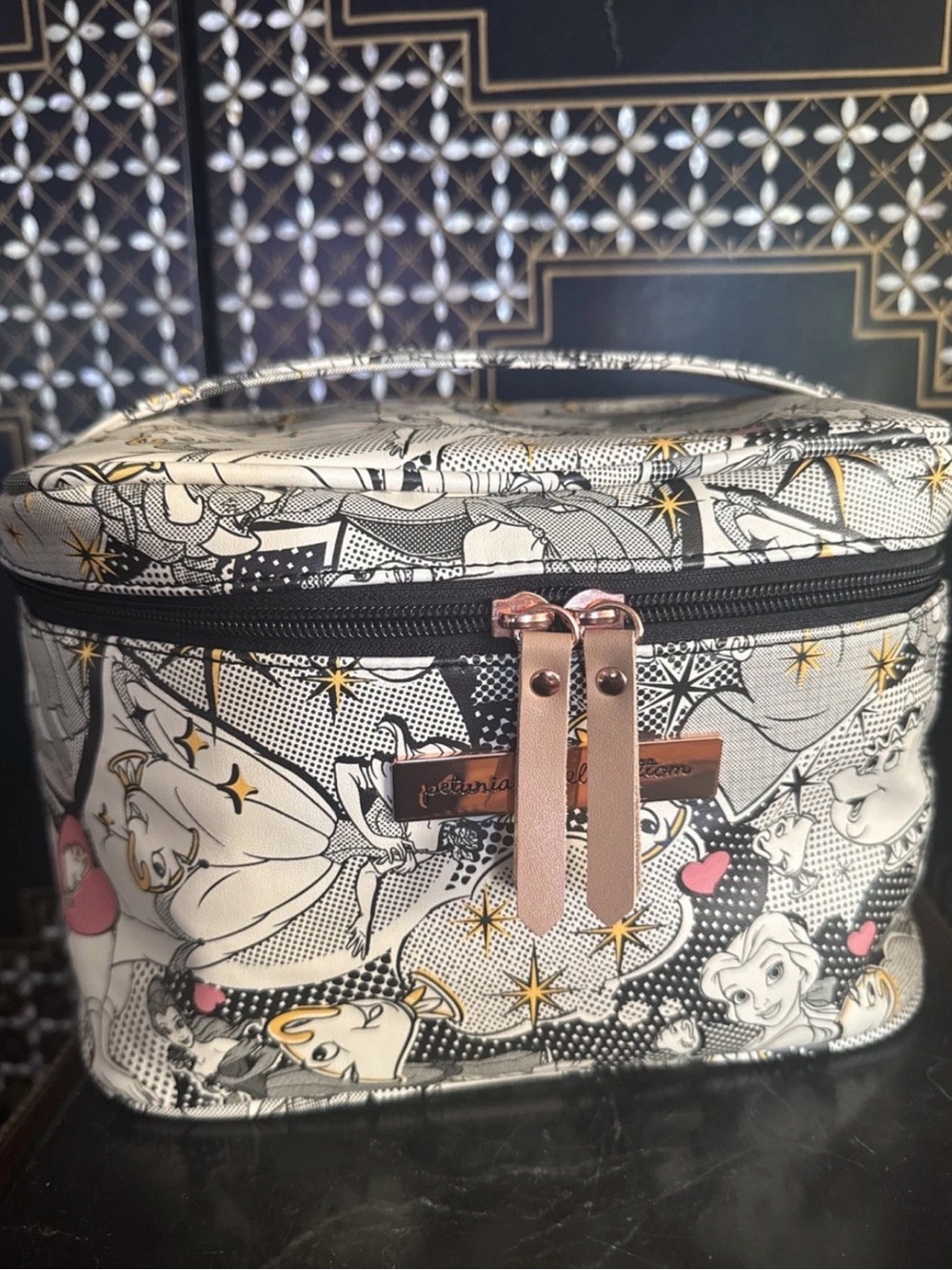 Petunia Pickle Bottom Beauty & the Beast  Cosmetic Case with Rose Gold Accents